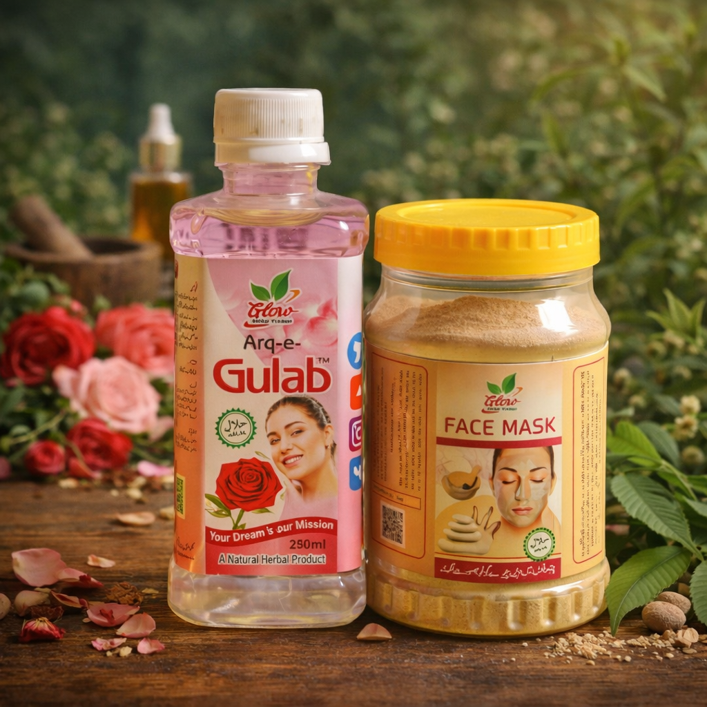 Herbal Glow Combo – Arq-e-Gulab & Multani Mitti Face Mask