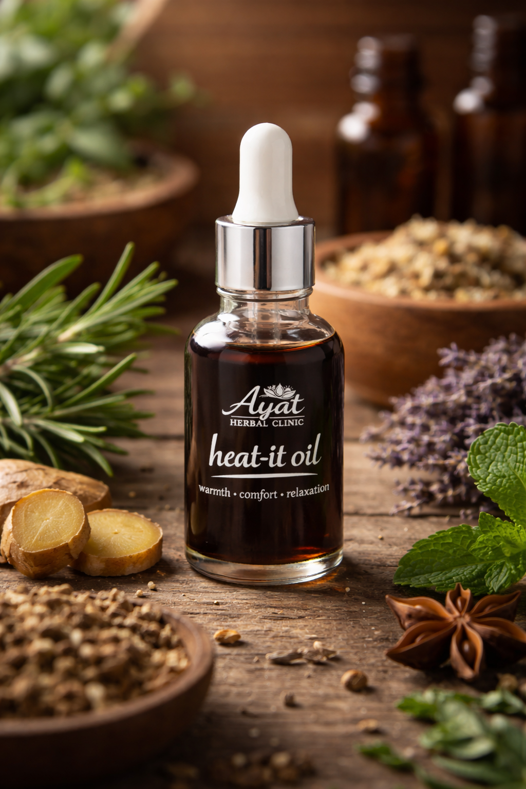 Heat-It Oil by Ayat Herbal Clinic | Comforting Herbal Massage Oil